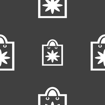 shopping bag icon sign. Seamless pattern on a gray background. illustration