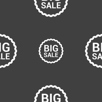 Big sale icon sign. Seamless pattern on a gray background. illustration