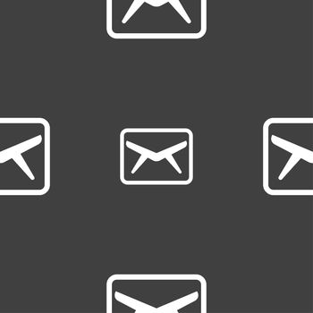Mail, Envelope, Message icon sign. Seamless pattern on a gray background. illustration