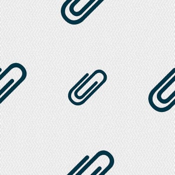 Paper clip sign icon. Clip symbol. Seamless abstract background with geometric shapes. illustration