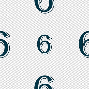 number six icon sign. Seamless abstract background with geometric shapes. illustration