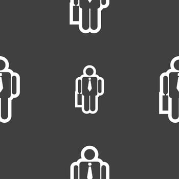 businessman icon sign. Seamless pattern on a gray background. illustration