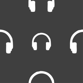 headsets icon sign. Seamless pattern on a gray background. illustration