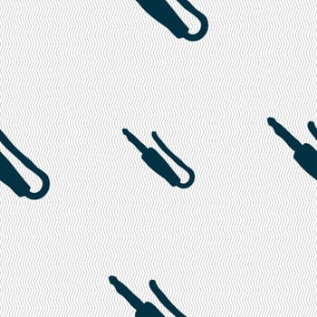 plug, mini jack icon sign. Seamless pattern with geometric texture. illustration