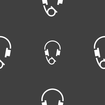 headsets icon sign. Seamless pattern on a gray background. illustration