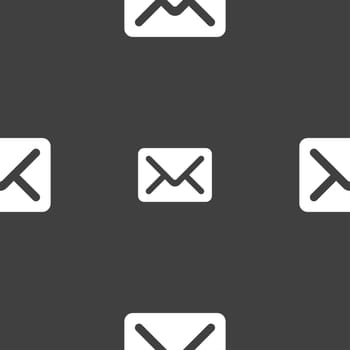 Mail, envelope, letter icon sign. Seamless pattern on a gray background. illustration