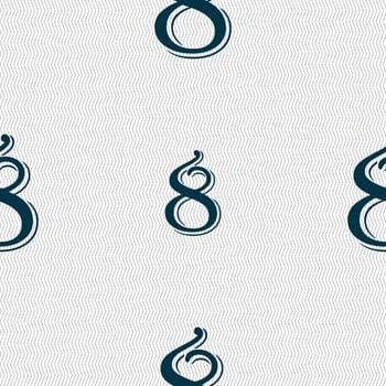 number Eight icon sign. Seamless abstract background with geometric shapes. illustration