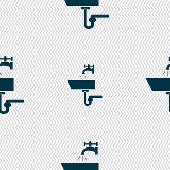 Washbasin icon sign. Seamless abstract background with geometric shapes. illustration