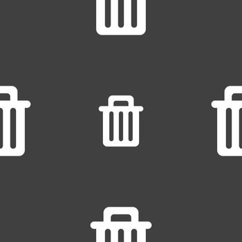 Recycle bin icon sign. Seamless pattern on a gray background. illustration