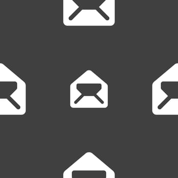 Mail, envelope, letter icon sign. Seamless pattern on a gray background. illustration