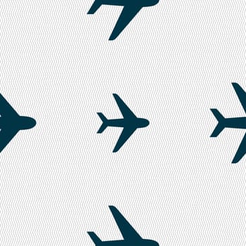 Plane icon sign. Seamless pattern with geometric texture. illustration