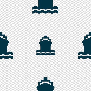 ship icon sign. Seamless pattern with geometric texture. illustration