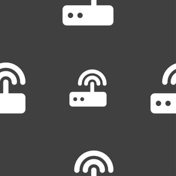 Wi fi router icon sign. Seamless pattern on a gray background. illustration