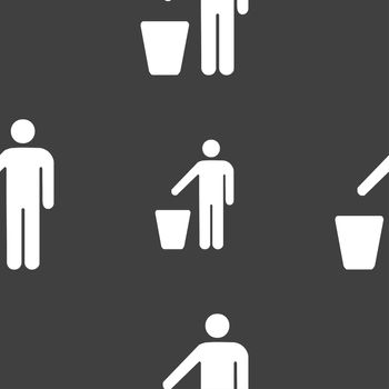 throw away the trash icon sign. Seamless pattern on a gray background. illustration