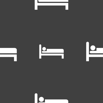 Hotel icon sign. Seamless pattern on a gray background. illustration