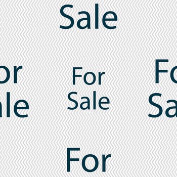 For sale sign icon. Real estate selling. Seamless abstract background with geometric shapes. illustration