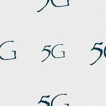 5G sign icon. Mobile telecommunications technology symbol. Seamless abstract background with geometric shapes. illustration