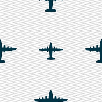 aircraft icon sign. Seamless pattern with geometric texture. illustration