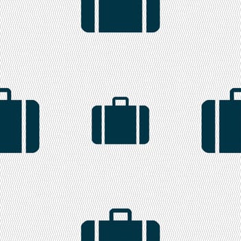 suitcase icon sign. Seamless pattern with geometric texture. illustration