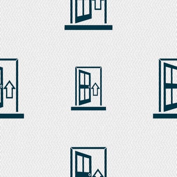 Door, Enter or exit icon sign. Seamless abstract background with geometric shapes. illustration