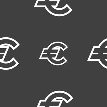 Euro EUR icon sign. Seamless pattern on a gray background. illustration