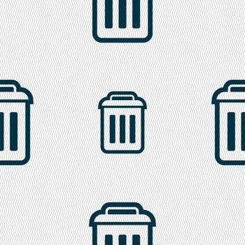 the trash icon sign. Seamless pattern with geometric texture. illustration