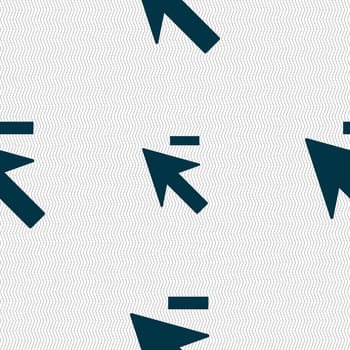 Cursor, arrow minus icon sign. Seamless abstract background with geometric shapes. illustration