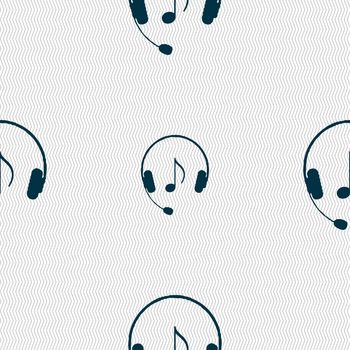 headsets icon sign. Seamless pattern with geometric texture. illustration