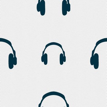 headsets icon sign. Seamless pattern with geometric texture. illustration