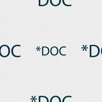 File document icon. Download doc button. Doc file extension symbol. Seamless abstract background with geometric shapes. illustration
