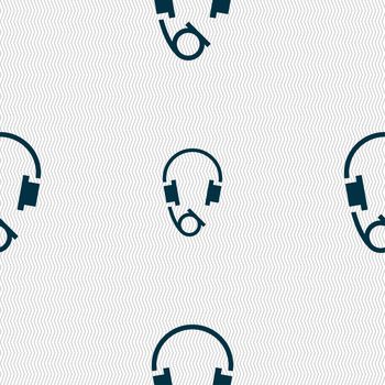 headsets icon sign. Seamless pattern with geometric texture. illustration