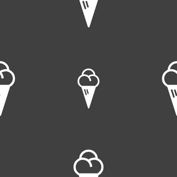 ice cream icon sign. Seamless pattern on a gray background. illustration