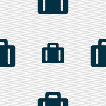 suitcase icon sign. Seamless pattern with geometric texture. illustration