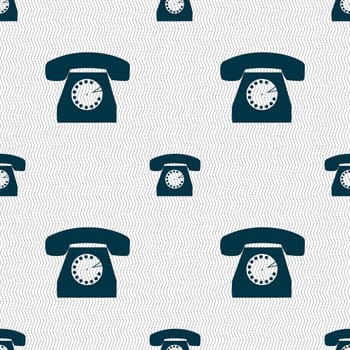 Retro telephone icon symbol. Seamless abstract background with geometric shapes. illustration