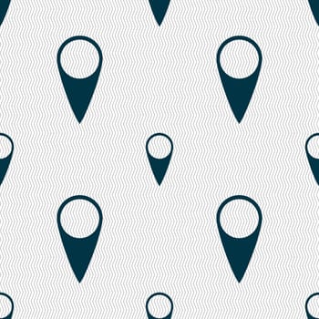 Map pointer icon. GPS location symbol. Seamless abstract background with geometric shapes. illustration