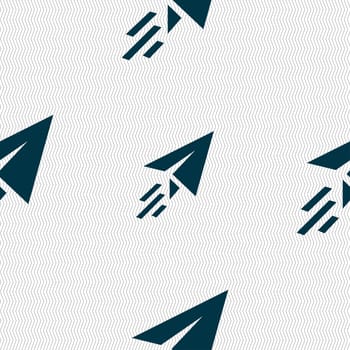 Paper airplane icon sign. Seamless pattern with geometric texture. illustration