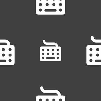 keyboard icon sign. Seamless pattern on a gray background. illustration