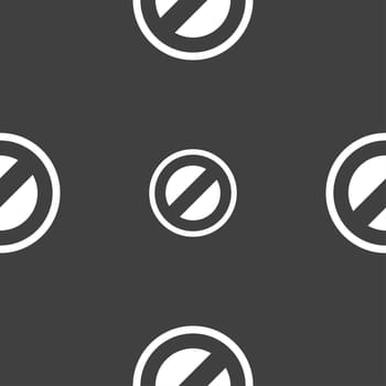 Cancel icon sign. Seamless pattern on a gray background. illustration