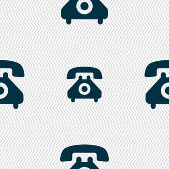 retro telephone handset icon sign. Seamless pattern with geometric texture. illustration