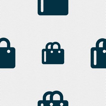 shopping bag icon sign. Seamless pattern with geometric texture. illustration