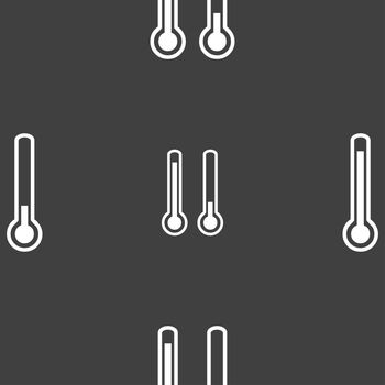 thermometer temperature icon sign. Seamless pattern on a gray background. illustration