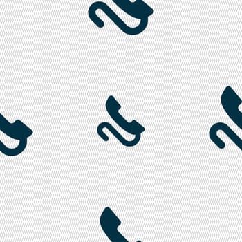 retro telephone handset icon sign. Seamless pattern with geometric texture. illustration