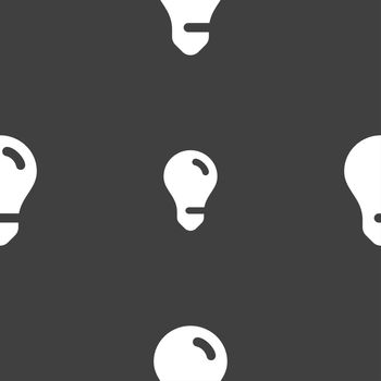 light bulb, idea icon sign. Seamless pattern on a gray background. illustration