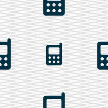 mobile phone icon sign. Seamless pattern with geometric texture. illustration