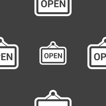 open icon sign. Seamless pattern on a gray background. illustration