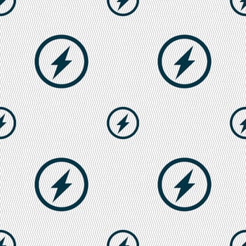 Photo flash sign icon. Lightning symbol. Seamless abstract background with geometric shapes. illustration