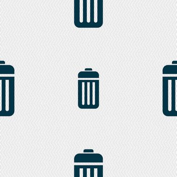 The trash icon sign. Seamless pattern with geometric texture. illustration