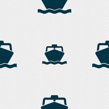 the boat icon sign. Seamless pattern with geometric texture. illustration
