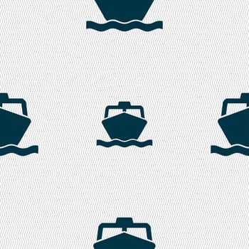 the boat icon sign. Seamless pattern with geometric texture. illustration