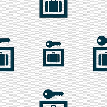 Luggage Storage icon sign. Seamless pattern with geometric texture. illustration